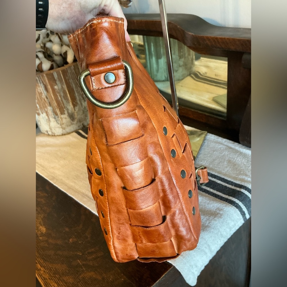 NWT Bed Stu Orchid Leather Satchel Handbag Crossbody Bag Cognac Dip Dye MSRP 280 - Picture 6 of 14